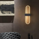 Modern Brass Oval LED Wall Sconce Minimalist Silicone Shade Indoor Light Fixture