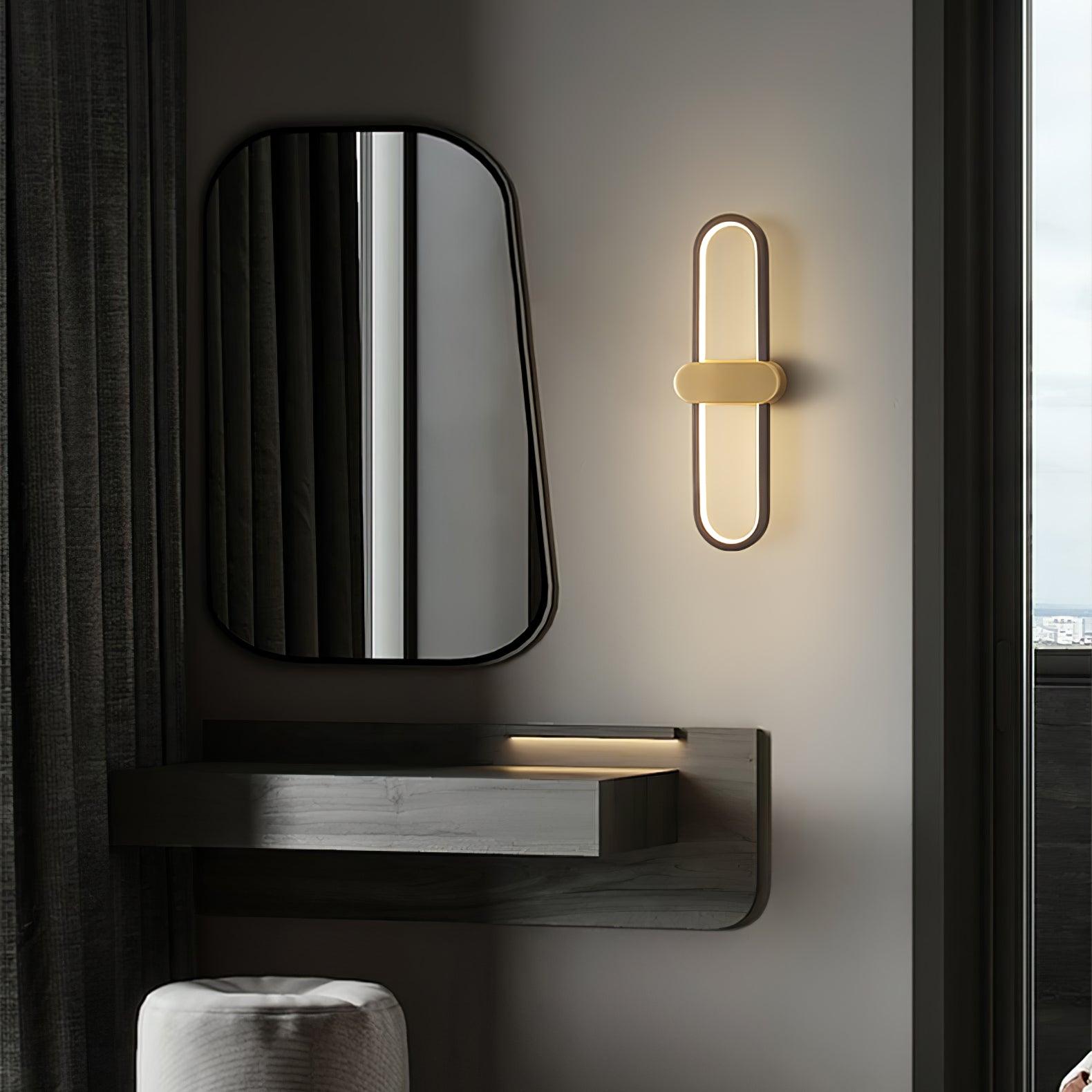 Modern Brass Oval LED Wall Sconce Minimalist Silicone Shade Indoor Light Fixture