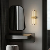 Modern Brass Oval LED Wall Sconce Minimalist Silicone Shade Indoor Light Fixture