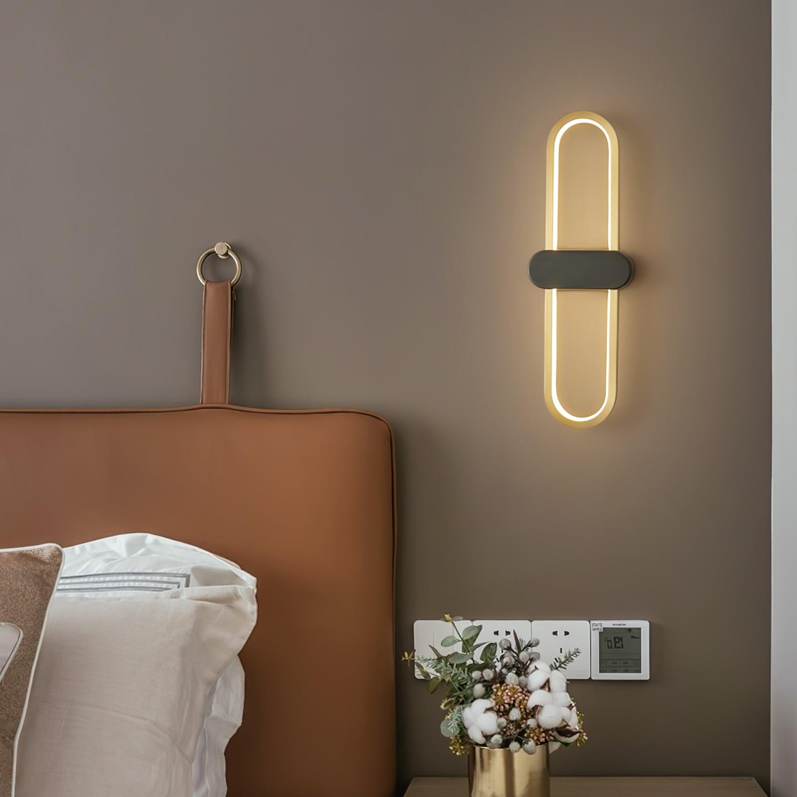 Modern Brass Oval LED Wall Sconce Minimalist Silicone Shade Indoor Light Fixture