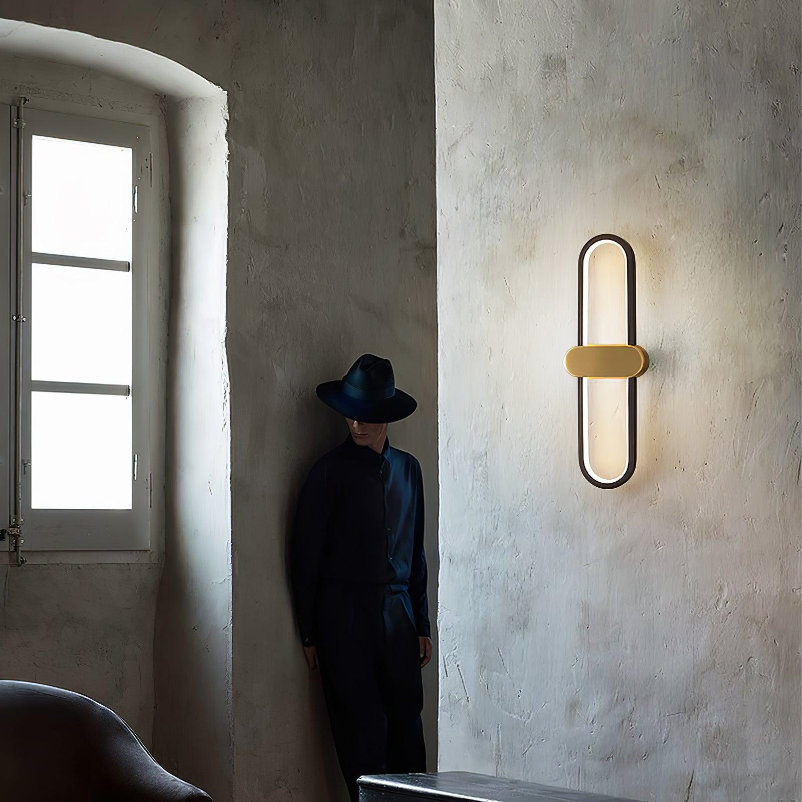 Modern Brass Oval LED Wall Sconce Minimalist Silicone Shade Indoor Light Fixture