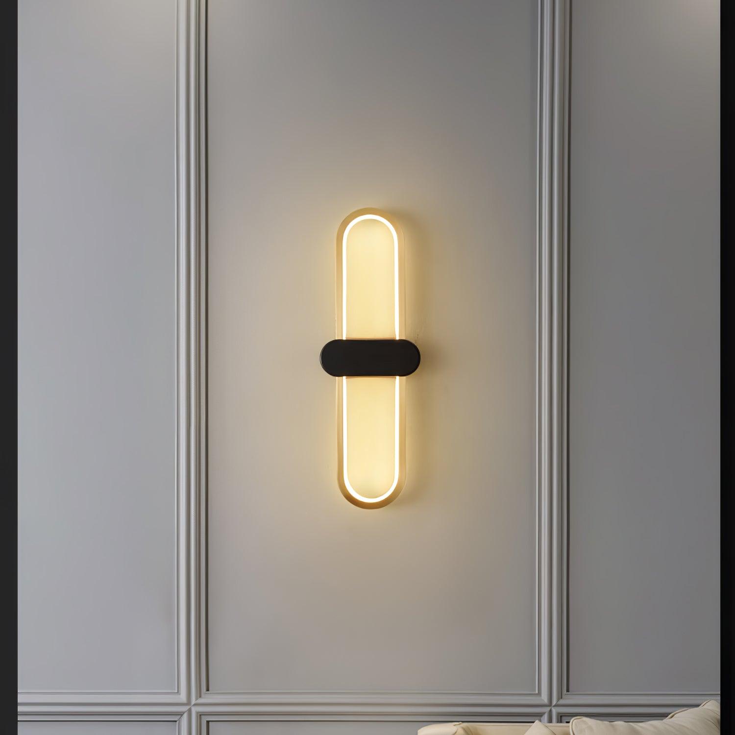 Modern Brass Oval LED Wall Sconce Minimalist Silicone Shade Indoor Light Fixture
