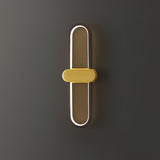 Modern Brass Oval LED Wall Sconce Minimalist Silicone Shade Indoor Light Fixture