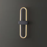 Modern Brass Oval LED Wall Sconce Minimalist Silicone Shade Indoor Light Fixture