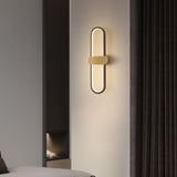 Modern Brass Oval LED Wall Sconce Minimalist Silicone Shade Indoor Light Fixture