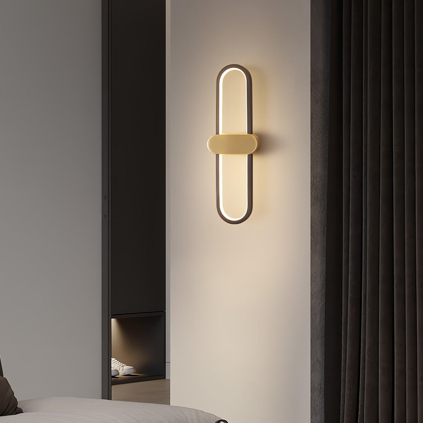 Modern Brass Oval LED Wall Sconce Minimalist Silicone Shade Indoor Light Fixture