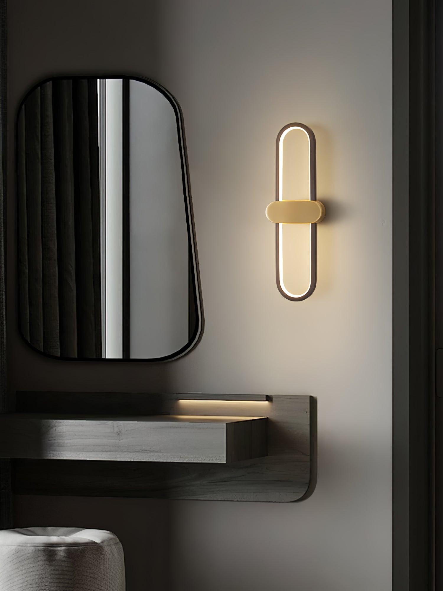 Modern Brass Oval LED Wall Sconce Minimalist Silicone Shade Indoor Light Fixture