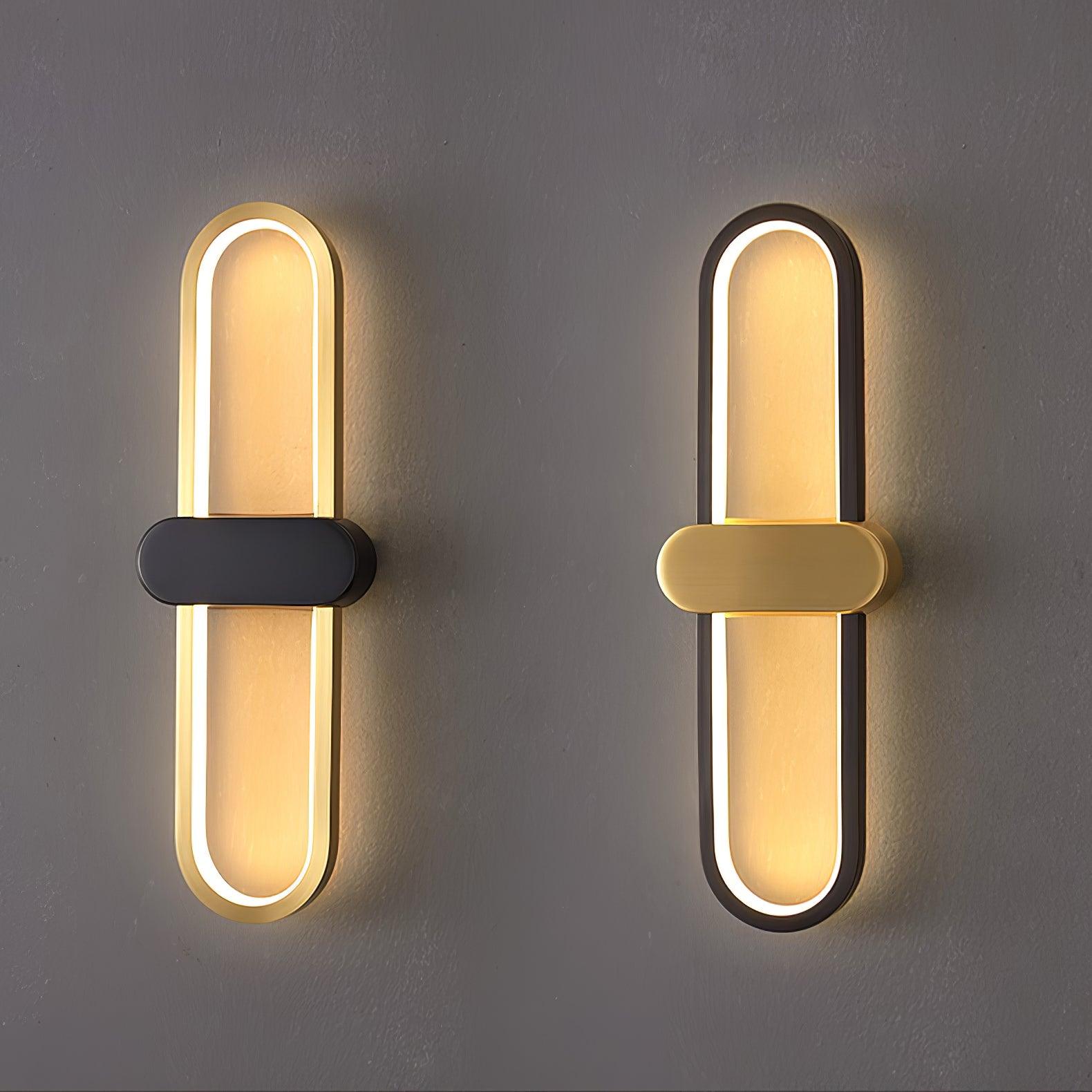 Modern Brass Oval LED Wall Sconce Minimalist Silicone Shade Indoor Light Fixture