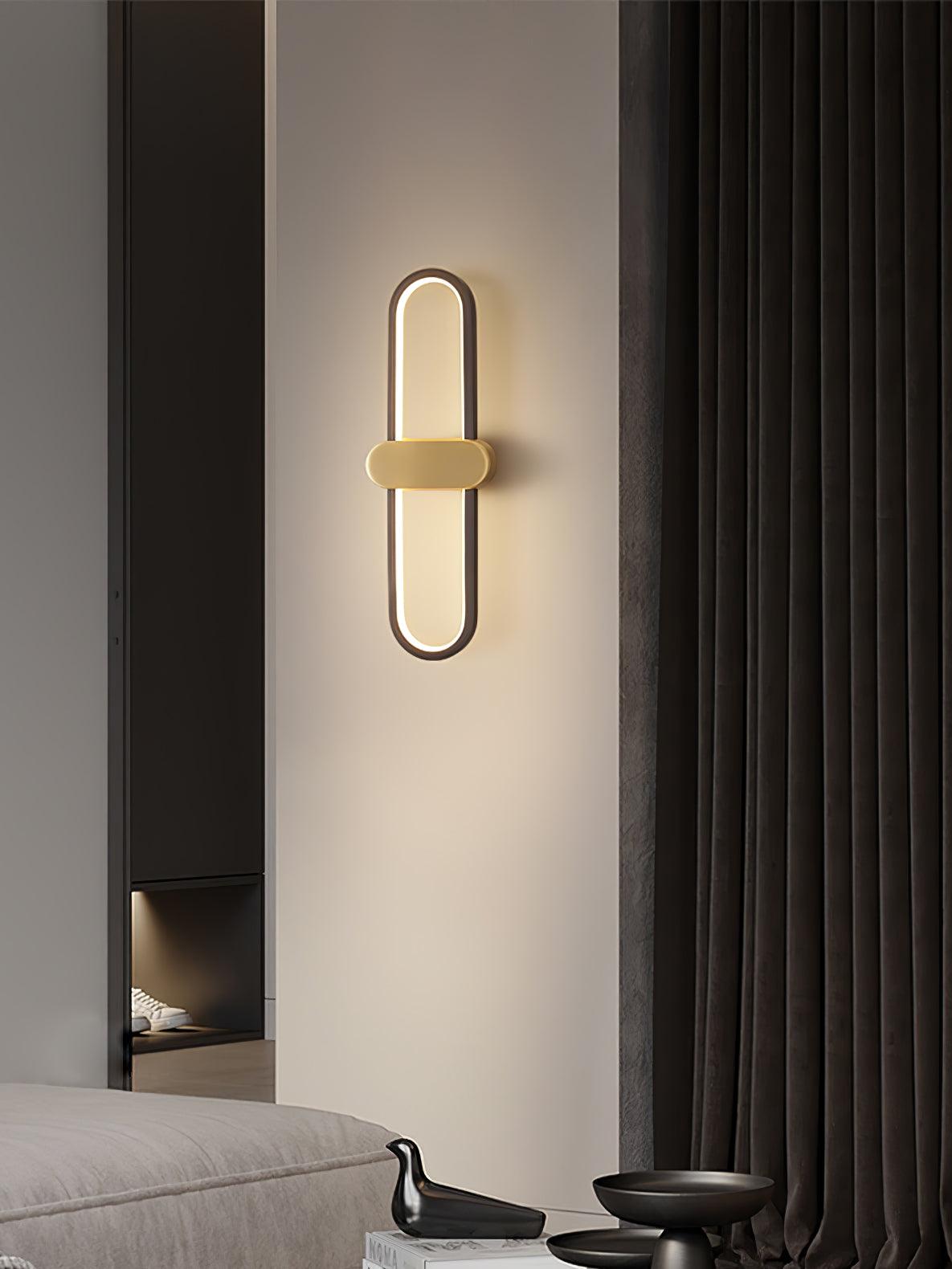 Modern Brass Oval LED Wall Sconce Minimalist Silicone Shade Indoor Light Fixture