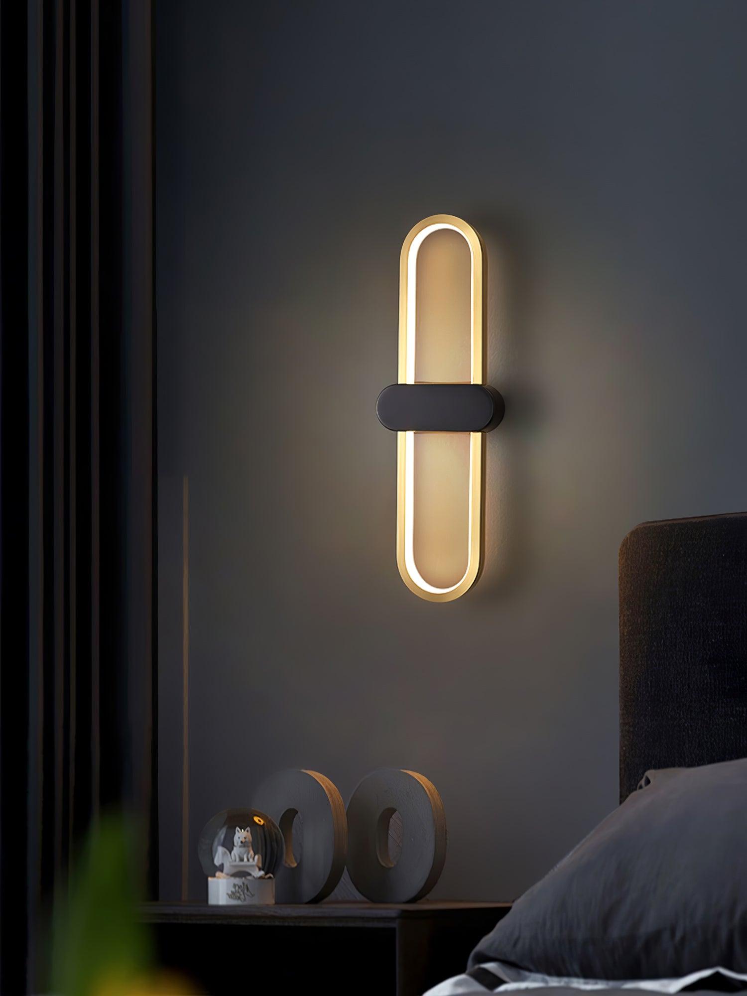 Modern Brass Oval LED Wall Sconce Minimalist Silicone Shade Indoor Light Fixture