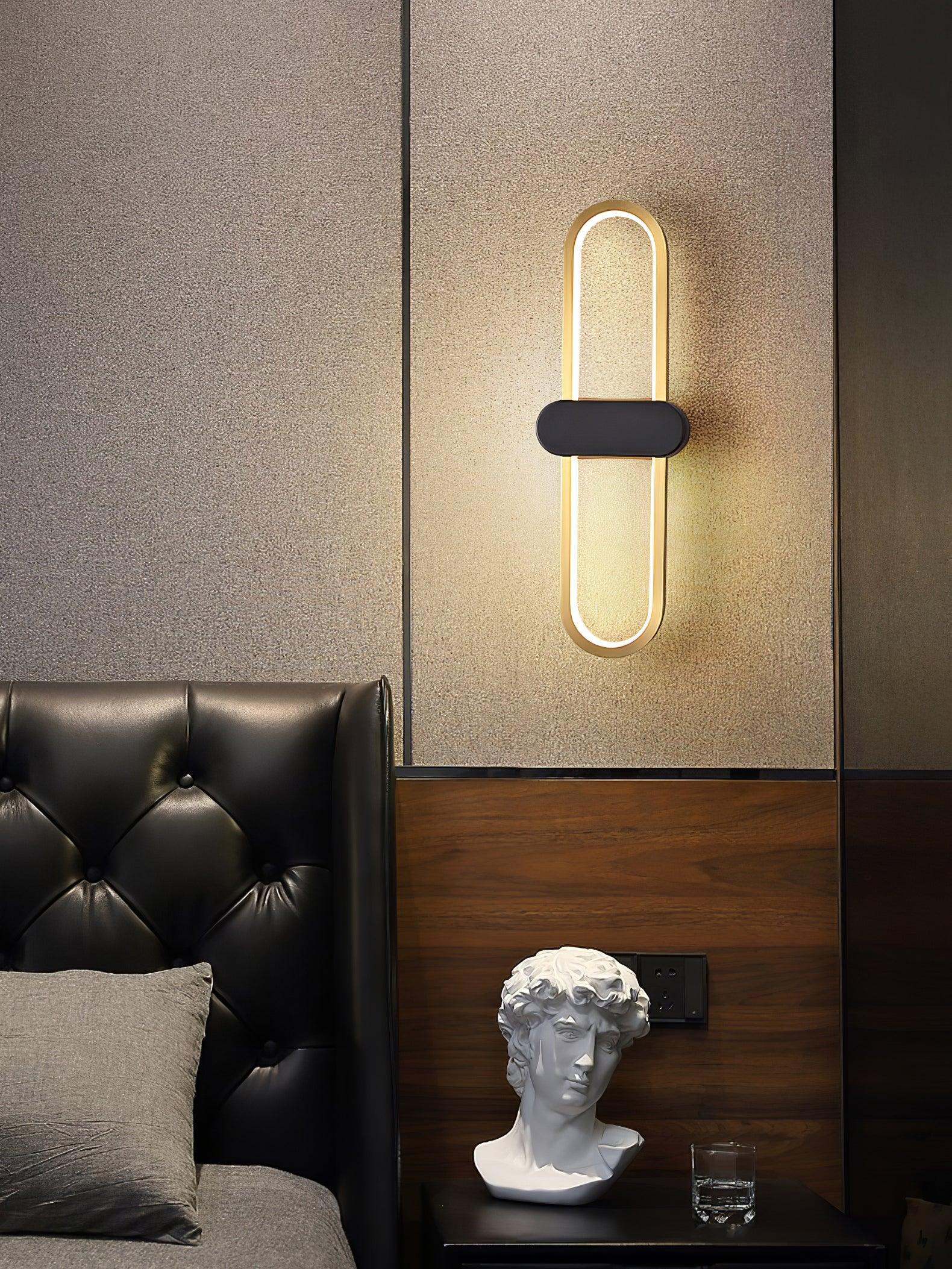 Modern Brass Oval LED Wall Sconce Minimalist Silicone Shade Indoor Light Fixture
