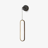 Modern Brass Oval LED Wall Sconce Slim Vertical Geometric Indoor Lighting Fixture