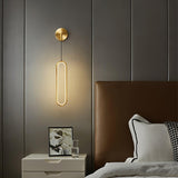 Modern Brass Oval LED Wall Sconce Slim Vertical Geometric Indoor Lighting Fixture