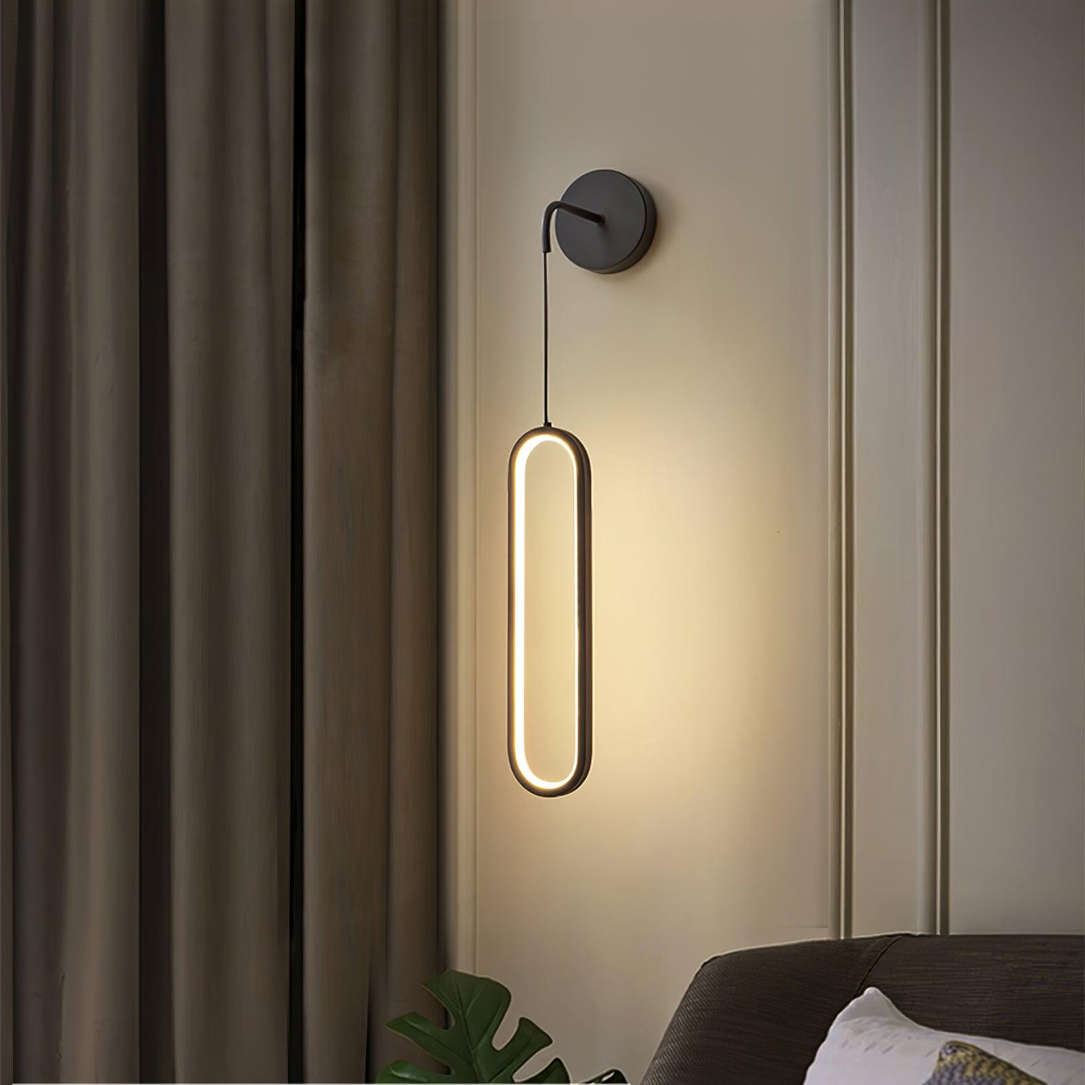 Modern Brass Oval LED Wall Sconce Slim Vertical Geometric Indoor Lighting Fixture