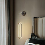 Modern Brass Oval LED Wall Sconce Slim Vertical Geometric Indoor Lighting Fixture