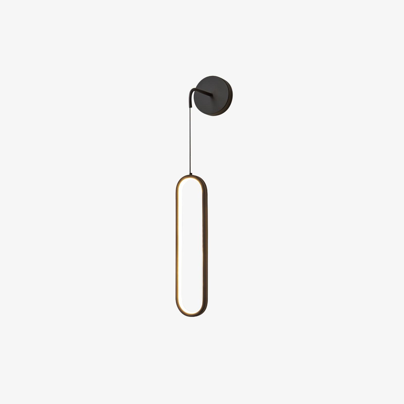 Modern Brass Oval LED Wall Sconce Slim Vertical Geometric Indoor Lighting Fixture