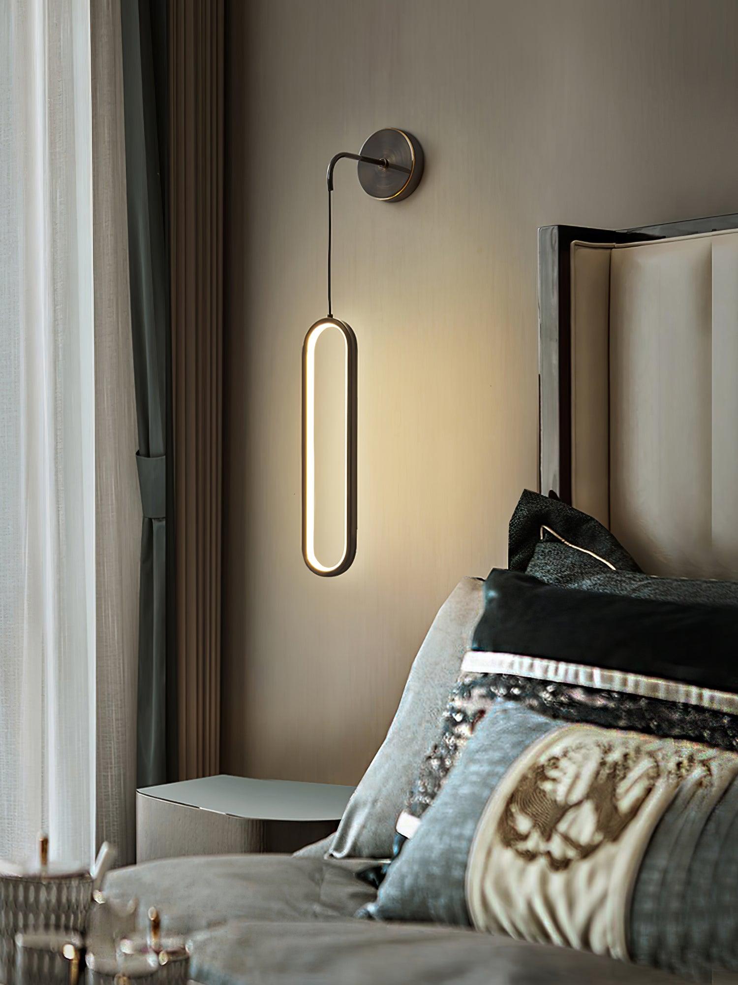 Modern Brass Oval LED Wall Sconce Slim Vertical Geometric Indoor Lighting Fixture