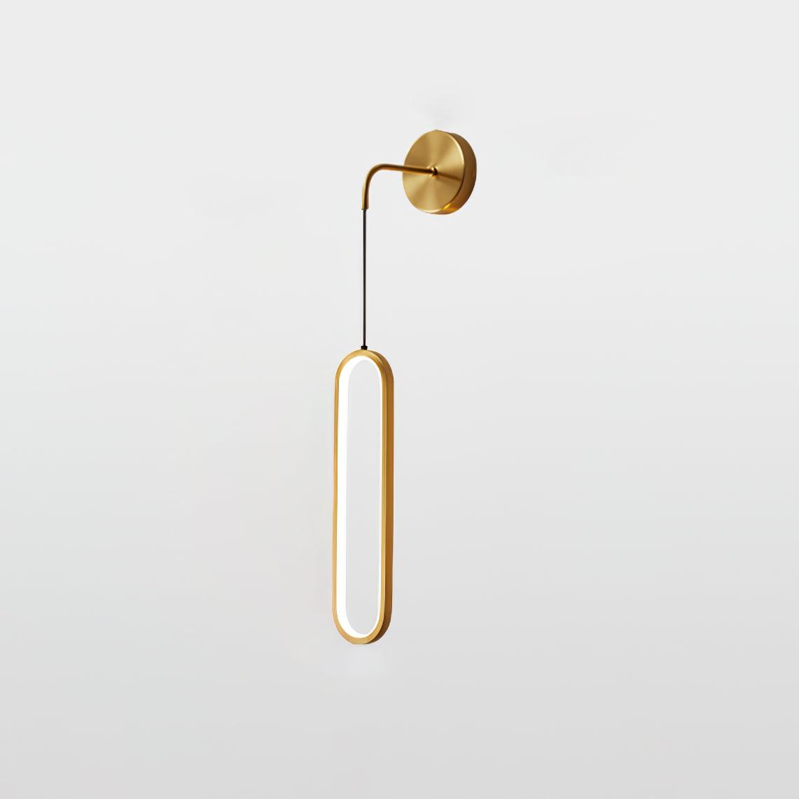 Modern Brass Oval LED Wall Sconce Slim Vertical Geometric Indoor Lighting Fixture