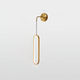 Modern Brass Oval LED Wall Sconce Slim Vertical Geometric Indoor Lighting Fixture