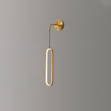 Modern Brass Oval LED Wall Sconce Slim Vertical Geometric Indoor Lighting Fixture