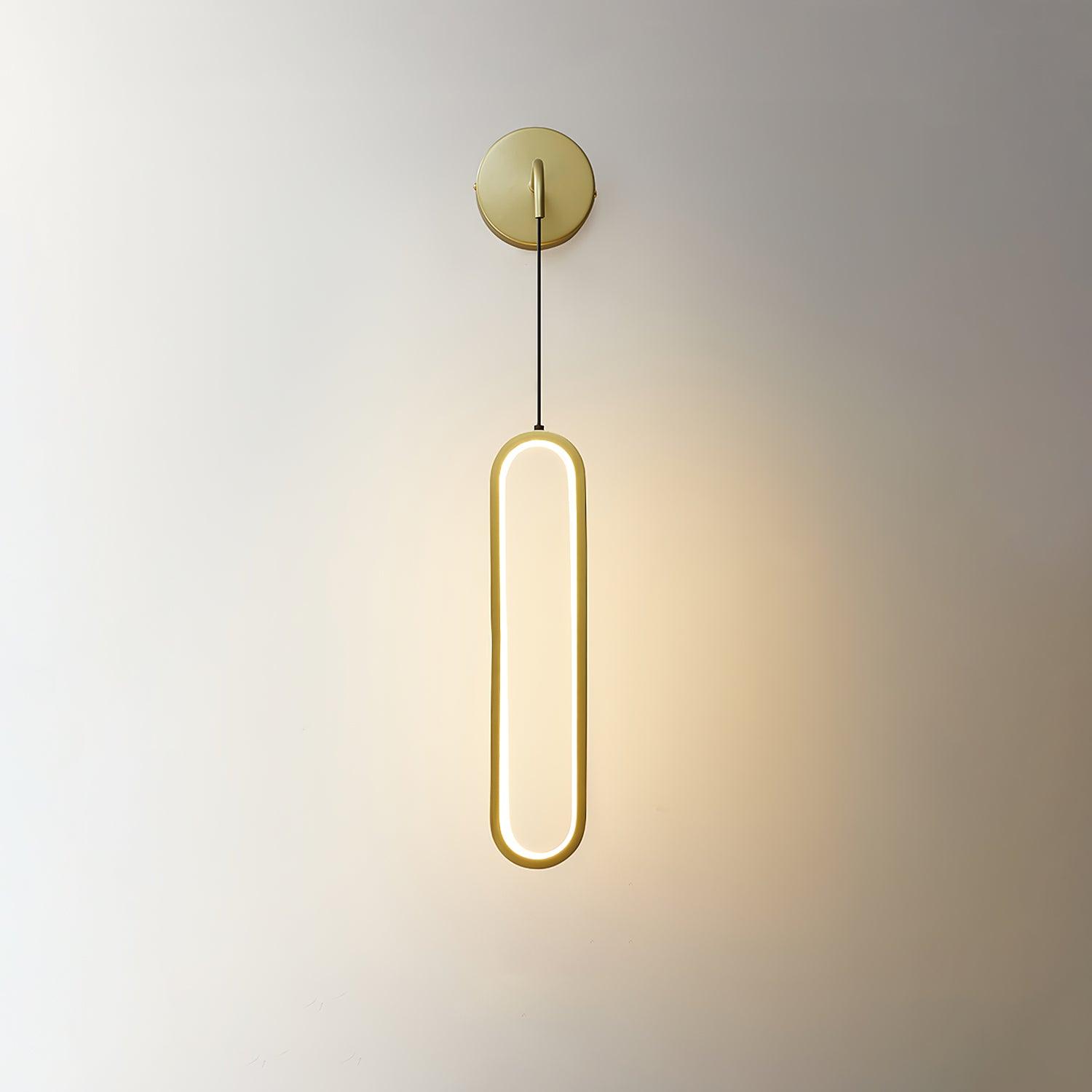 Modern Brass Oval LED Wall Sconce Slim Vertical Geometric Indoor Lighting Fixture