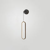 Modern Brass Oval LED Wall Sconce Slim Vertical Geometric Indoor Lighting Fixture