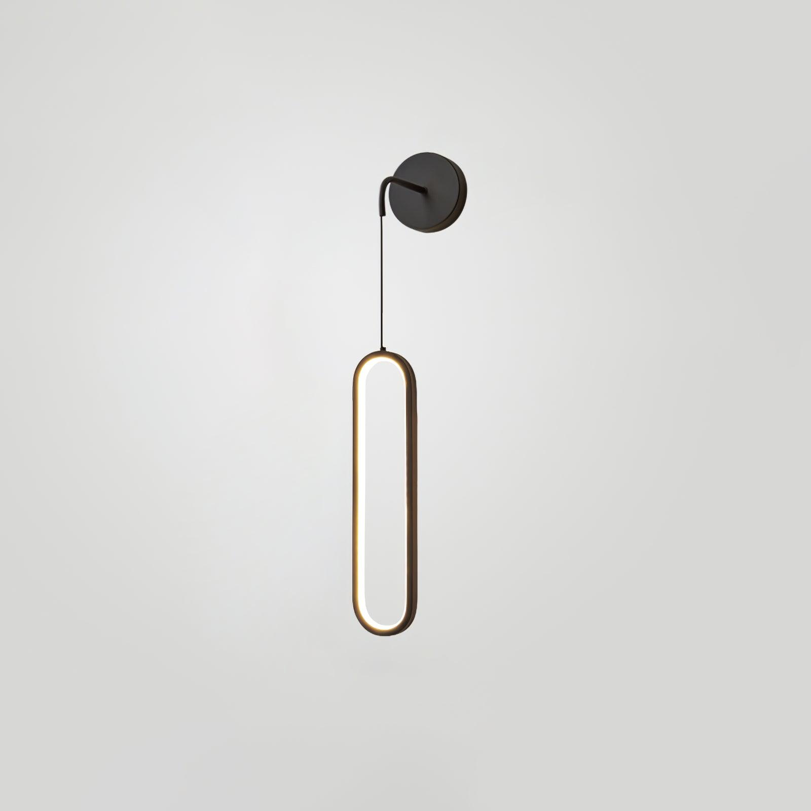Modern Brass Oval LED Wall Sconce Slim Vertical Geometric Indoor Lighting Fixture