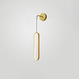 Modern Brass Oval LED Wall Sconce Slim Vertical Geometric Indoor Lighting Fixture