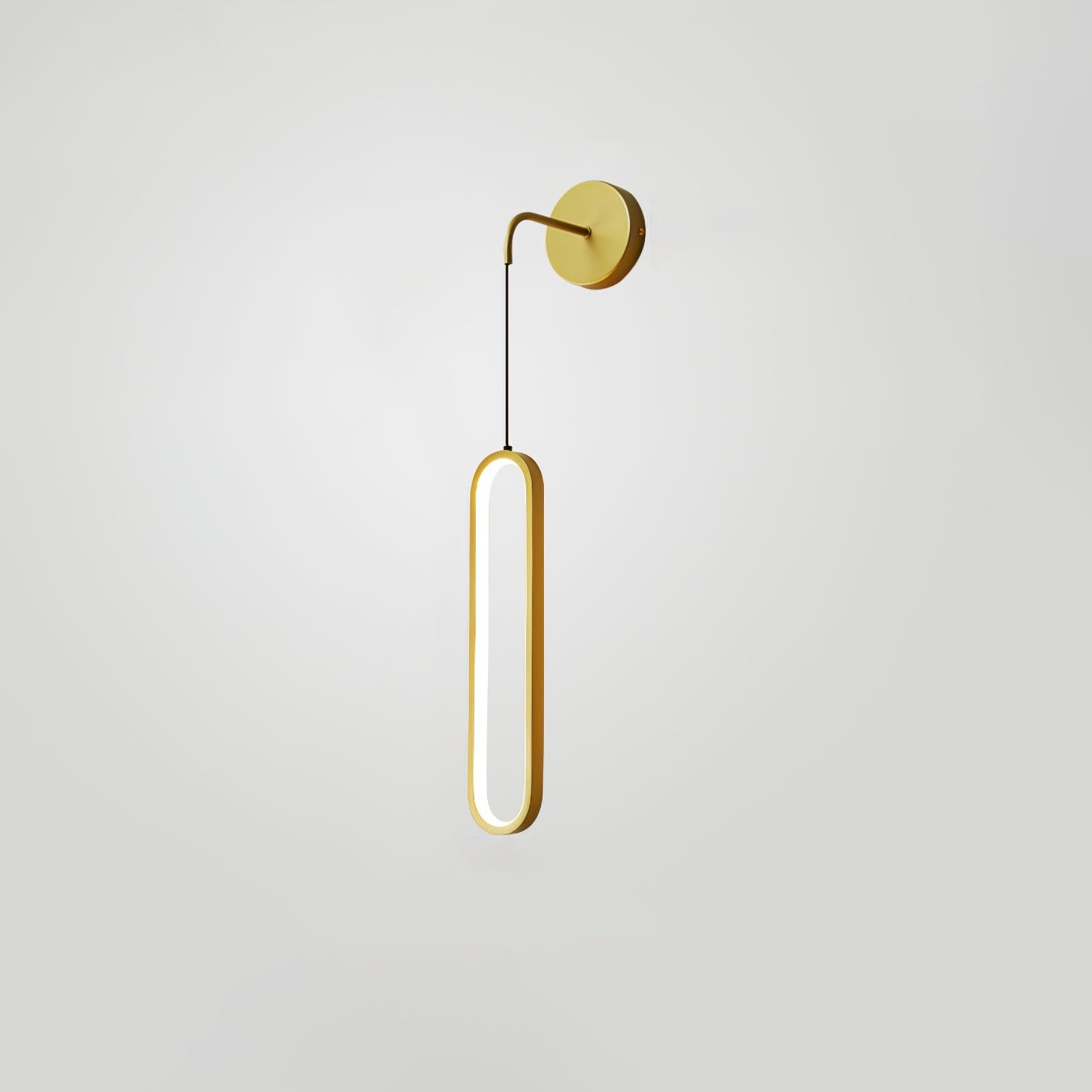 Modern Brass Oval LED Wall Sconce Slim Vertical Geometric Indoor Lighting Fixture