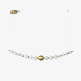 Modern Brass Pearl Chain Pendant Lamp with White Acrylic Globe LED Ceiling Light