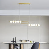 Modern Brass Pearl Chain Pendant Lamp with White Acrylic Globe LED Ceiling Light
