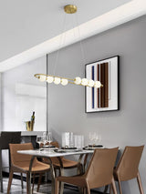 Modern Brass Pearl Chain Pendant Lamp with White Acrylic Globe LED Ceiling Light