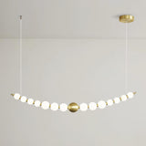 Modern Brass Pearl Chain Pendant Lamp with White Acrylic Globe LED Ceiling Light