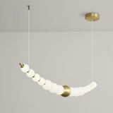 Modern Brass Pearl Chain Pendant Lamp with White Acrylic Globe LED Ceiling Light