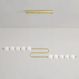 Modern Brass Pearl Chain Pendant Lamp with White Acrylic Globe LED Ceiling Light