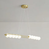 Modern Brass Pearl Chain Pendant Lamp with White Acrylic Globe LED Ceiling Light