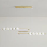 Modern Brass Pearl Chain Pendant Lamp with White Acrylic Globe LED Ceiling Light