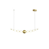 Modern Brass Pearl Chain Pendant Lamp with White Acrylic Globe LED Ceiling Light
