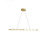 Modern Brass Pearl Chain Pendant Lamp with White Acrylic Globe LED Ceiling Light