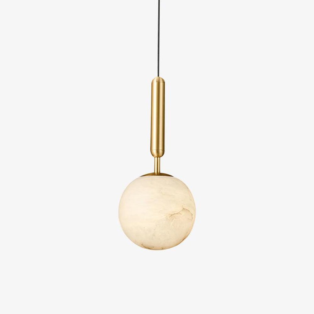 Modern Brass Pendant Light with White Alabaster Glass Globe Shade for Kitchen Island and Dining Room