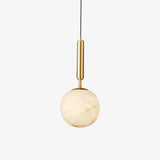 Modern Brass Pendant Light with White Alabaster Glass Globe Shade for Kitchen Island and Dining Room