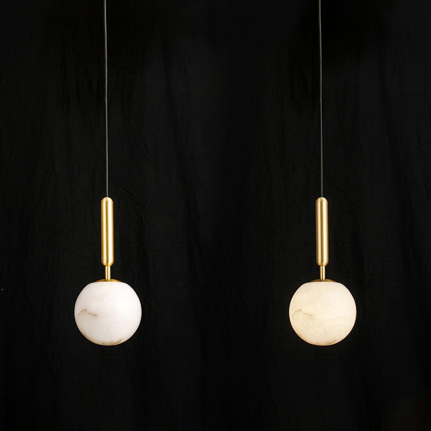 Modern Brass Pendant Light with White Alabaster Glass Globe Shade for Kitchen Island and Dining Room