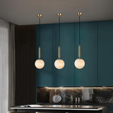 Modern Brass Pendant Light with White Alabaster Glass Globe Shade for Kitchen Island and Dining Room