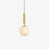 Modern Brass Pendant Light with White Alabaster Glass Globe Shade for Kitchen Island and Dining Room