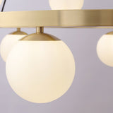 Modern Brass Ring Glass Globe Pendant Light Luxury Bubble Crown Chandelier for Dining Room