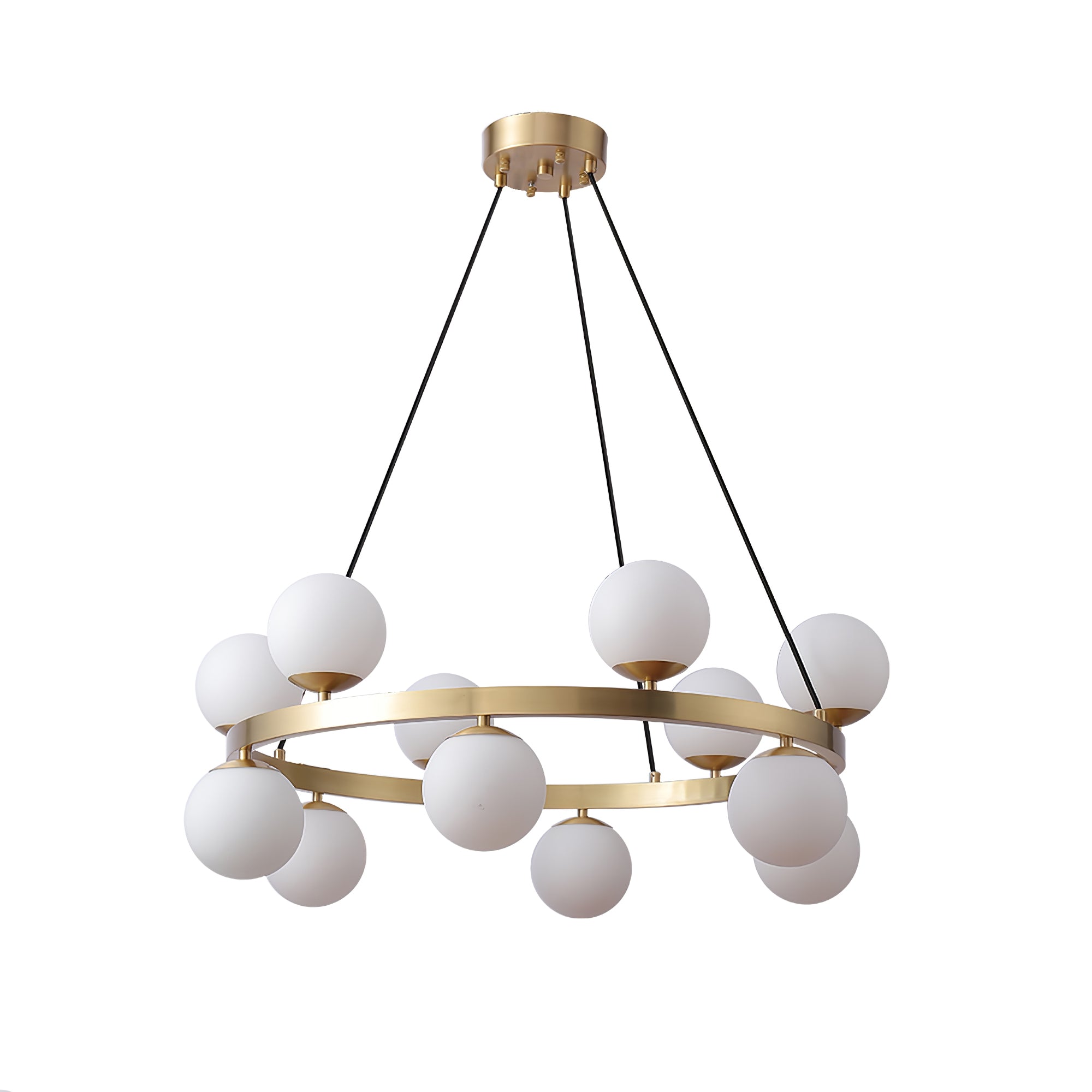 Modern Brass Ring Glass Globe Pendant Light Luxury Bubble Crown Chandelier for Dining Room