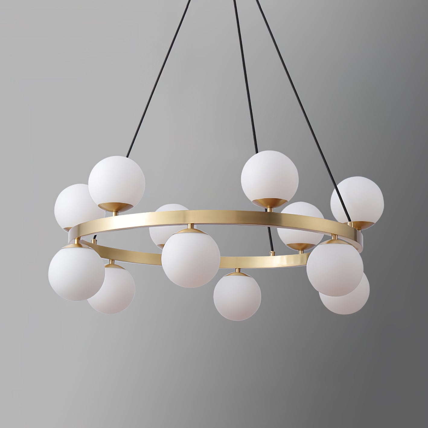 Modern Brass Ring Glass Globe Pendant Light Luxury Bubble Crown Chandelier for Dining Room