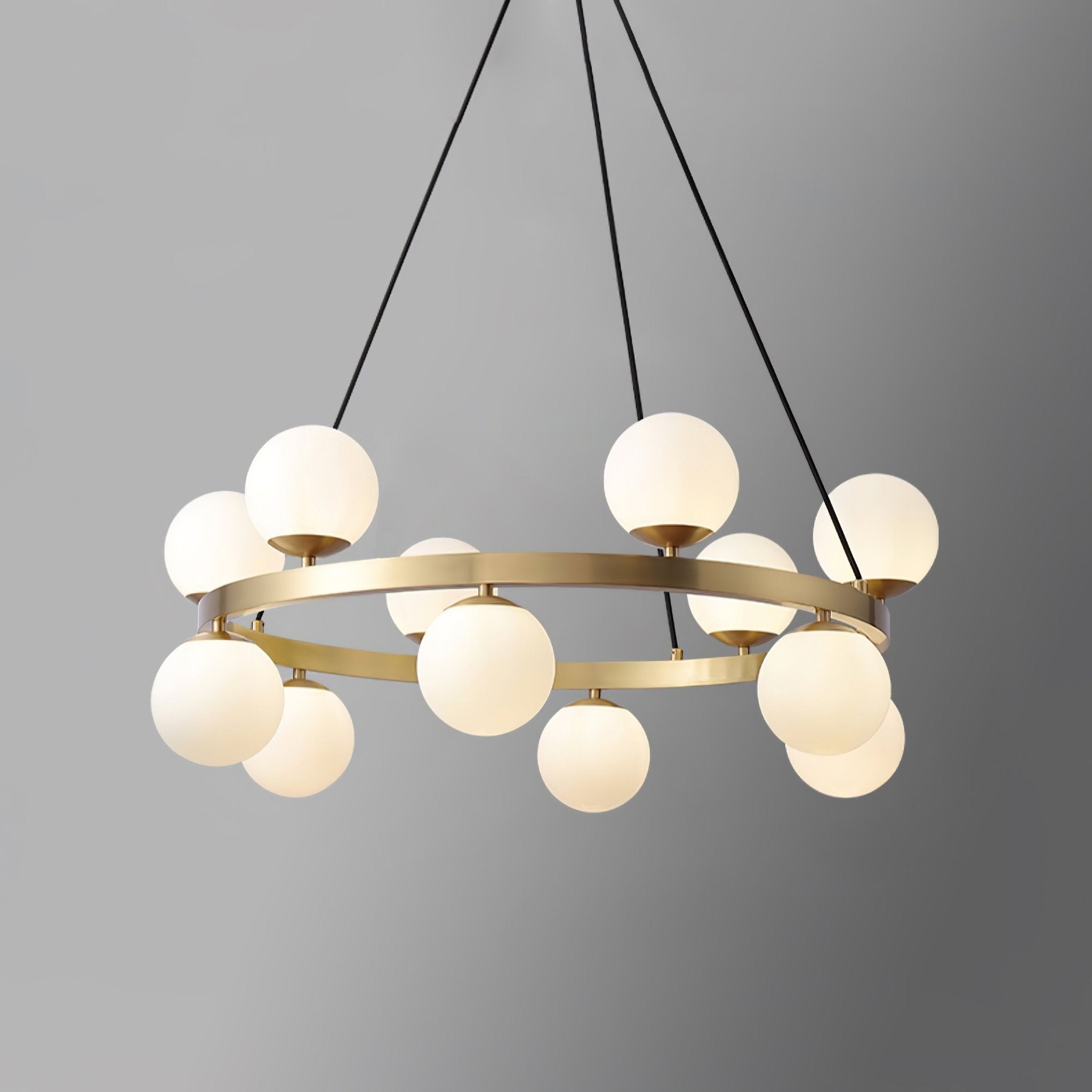 Modern Brass Ring Glass Globe Pendant Light Luxury Bubble Crown Chandelier for Dining Room
