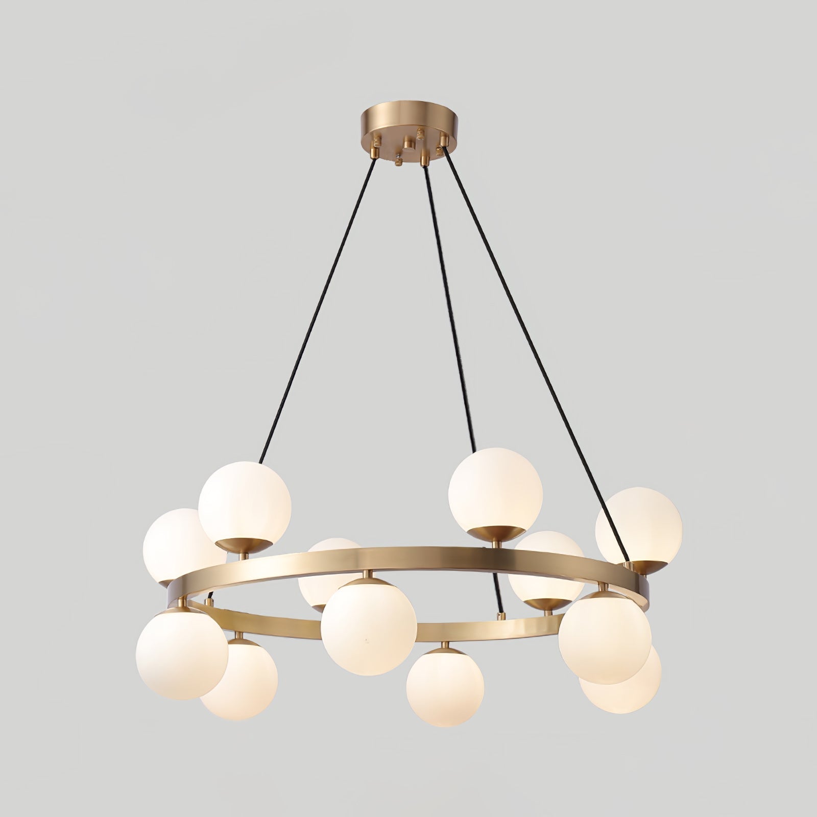 Modern Brass Ring Glass Globe Pendant Light Luxury Bubble Crown Chandelier for Dining Room