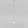 Modern Brass Rod Pendant Light with Spherical Mouth Blown Opal Glass Globe